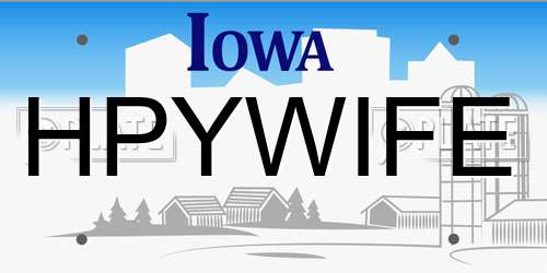HPYWIFE Iowa License Plate