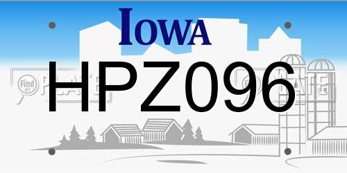 HPZ096 Iowa License Plate