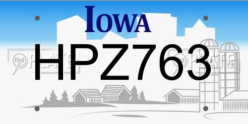 HPZ763 Iowa License Plate