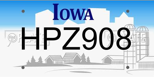 HPZ908 Iowa License Plate