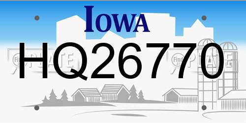 HQ26770 Iowa License Plate