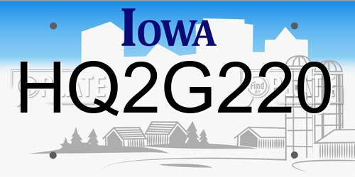 HQ2G220 Iowa License Plate