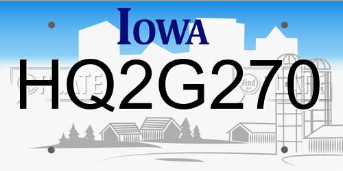 HQ2G270 Iowa License Plate