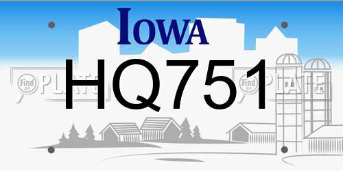 HQ751 Iowa License Plate