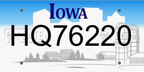 HQ76220 Iowa License Plate