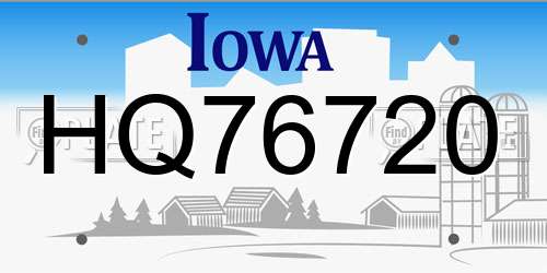 HQ76720 Iowa License Plate