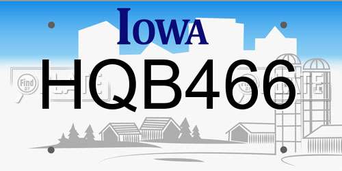 HQB466 Iowa License Plate