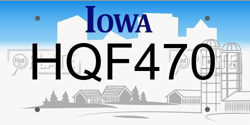 HQF470 Iowa License Plate