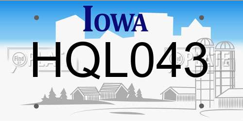 HQL043 Iowa License Plate