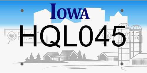 HQL045 Iowa License Plate