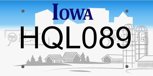 HQL089 Iowa License Plate