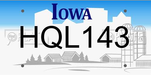 HQL143 Iowa License Plate