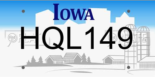 HQL149 Iowa License Plate
