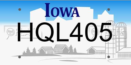 HQL405 Iowa License Plate