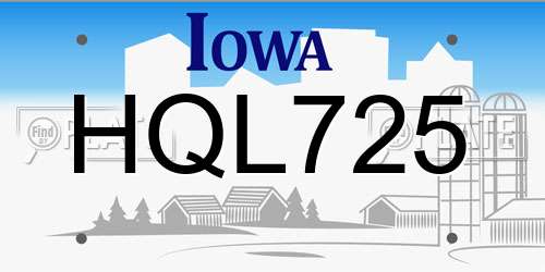 HQL725 Iowa License Plate
