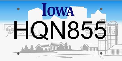 HQN855 Iowa License Plate