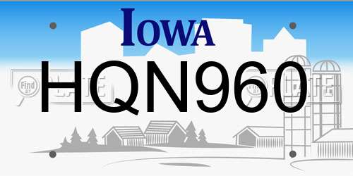 HQN960 Iowa License Plate