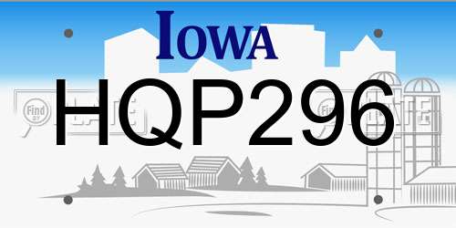 HQP296 Iowa License Plate
