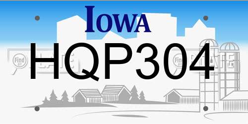 HQP304 Iowa License Plate