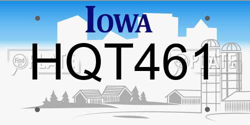 HQT461 Iowa License Plate