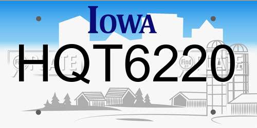 HQT6220 Iowa License Plate