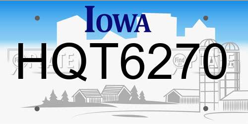 HQT6270 Iowa License Plate