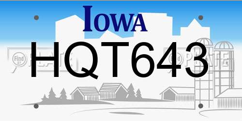 HQT643 Iowa License Plate