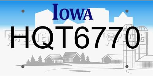 HQT6770 Iowa License Plate