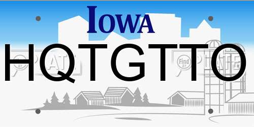 HQTGTTO Iowa License Plate