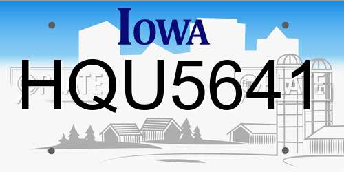 HQU5641 Iowa License Plate
