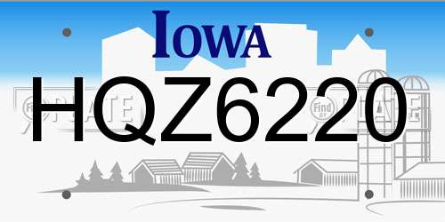 HQZ6220 Iowa License Plate