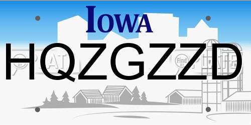 HQZGZZD Iowa License Plate