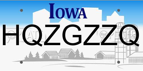 HQZGZZQ Iowa License Plate