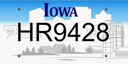 HR9428 Iowa License Plate