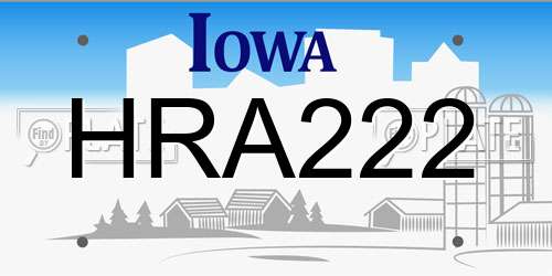 HRA222 Iowa License Plate