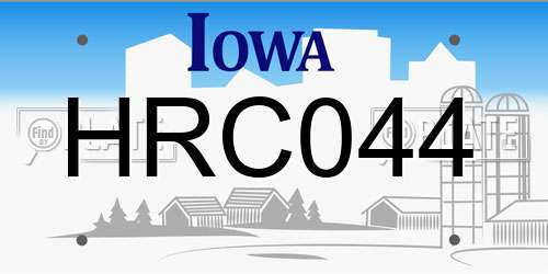 HRC044 Iowa License Plate