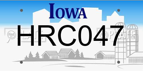 HRC047 Iowa License Plate