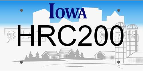 HRC200 Iowa License Plate