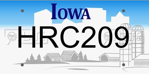HRC209 Iowa License Plate