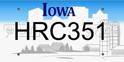 HRC351 Iowa License Plate