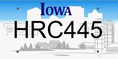 HRC445 Iowa License Plate
