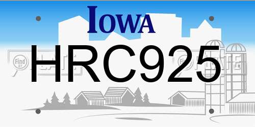 HRC925 Iowa License Plate