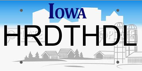 HRDTHDL Iowa License Plate