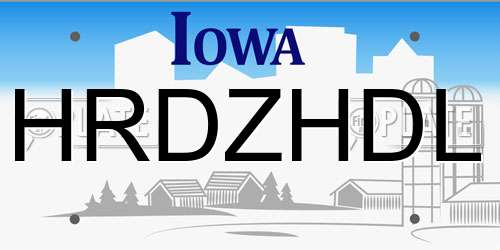 HRDZHDL Iowa License Plate
