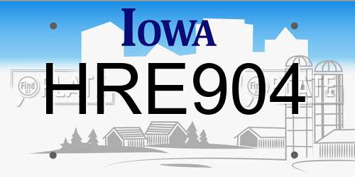 HRE904 Iowa License Plate
