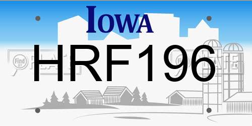 HRF196 Iowa License Plate