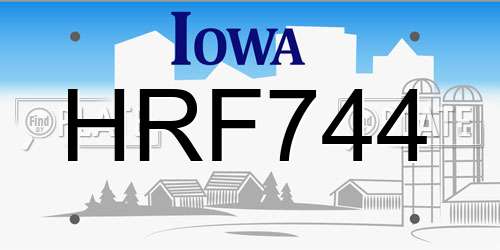 HRF744 Iowa License Plate