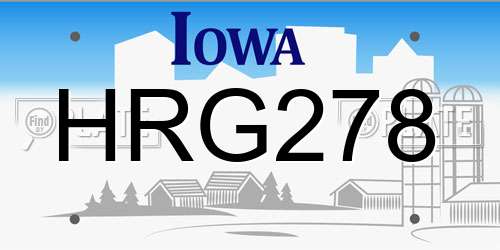 HRG278 Iowa License Plate