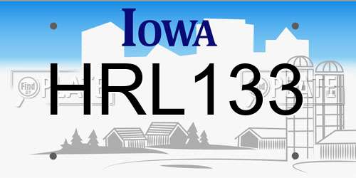HRL133 Iowa License Plate