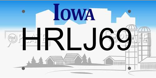 HRLJ69 Iowa License Plate
